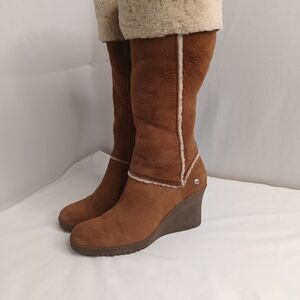 UGG Tan Suede Wedge Boots